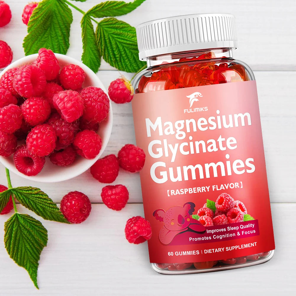 Magnesium Glycinate 500mg Gummies Supplement for Sleep, Bone Health & Mood To Help Adults Relax - 60 Gummies