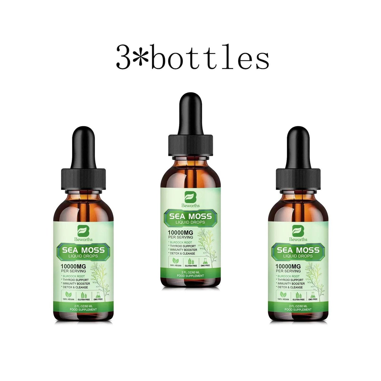 Organic Sea Moss Drops- Joint Support Supplement - Immune Support Supplement 3 bottles United States