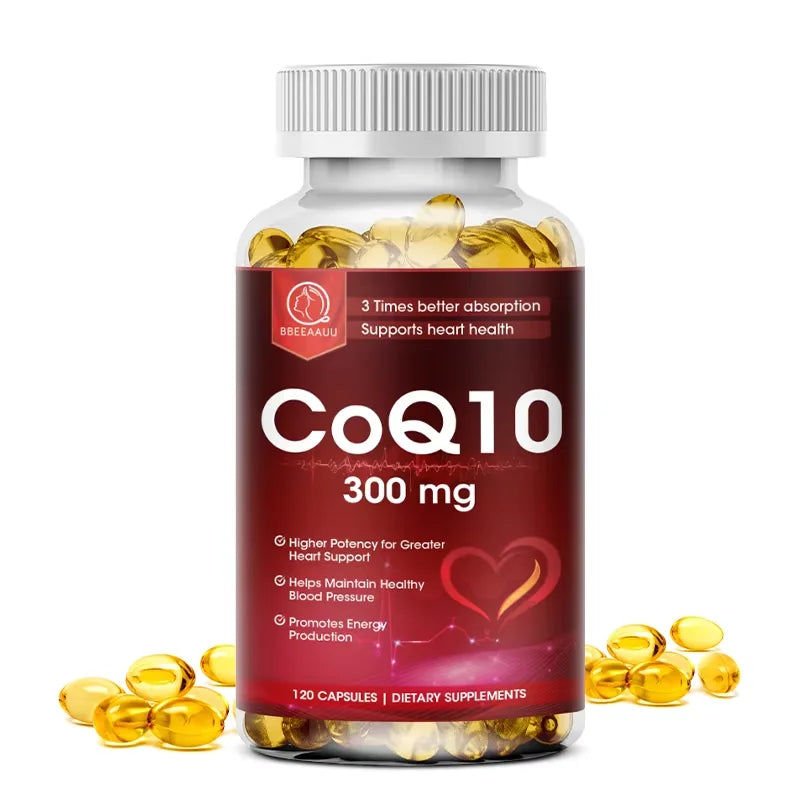 BBEEAAUU Coenzyme Q10 Capsules Heart Health Supplement COQ10 Supports Cardiovascular Health Blood Pressure Health 120pcs United States