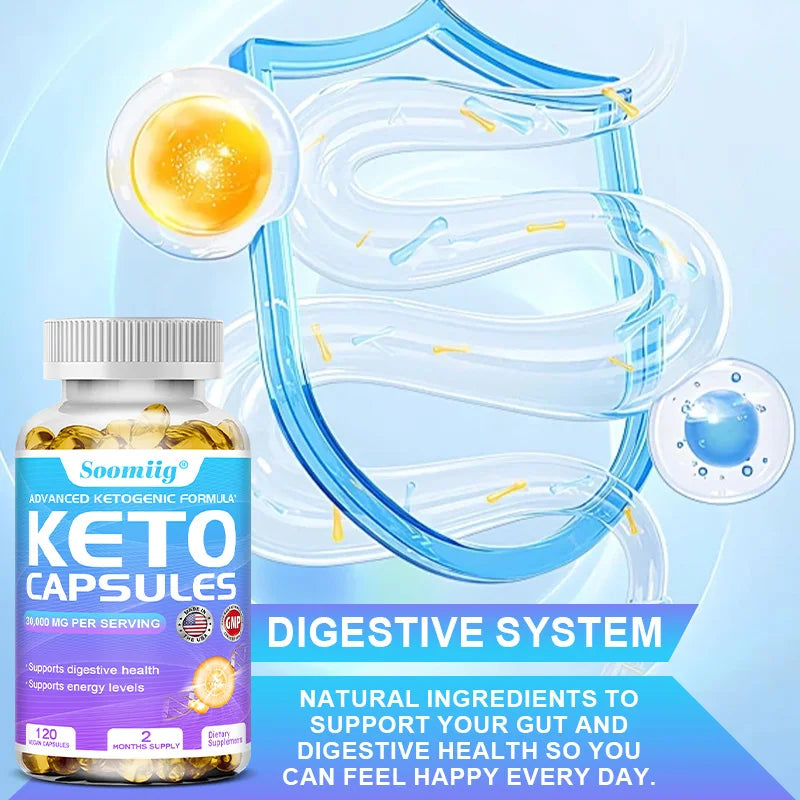 Keto Fat Burning Supplement - Appetite Suppressant, Energy Boost, Nutrition, Digestion, Metabolic Support 120 Capsules