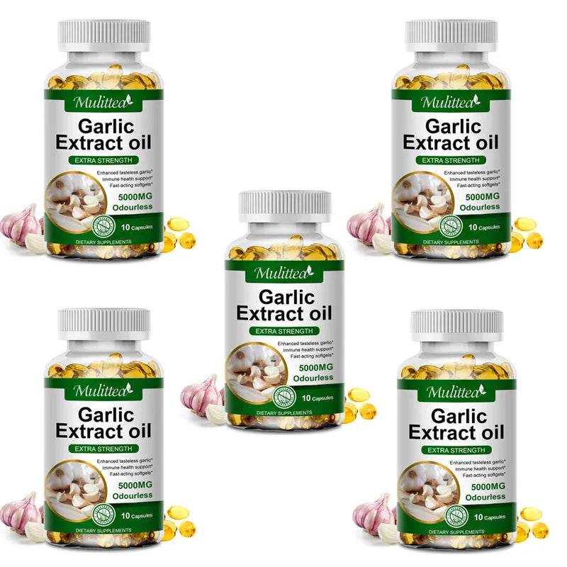 Mulittea Tasteless Garlic Oil Extract Capsules Helps Enhance immunity Cellular Detox for Men and Women 5bottles United States