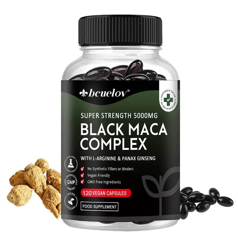 Black Maca & Ginseng Complex, Supports Energy, Muscle, Endurance, Mood, Focus, 120 Vegan Capsules United States 120count