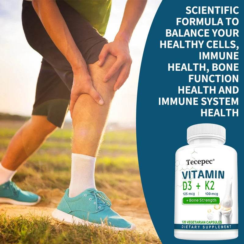 Vitamin D + Vitamin K Supplement, Supports Joint, Bone, Immune & Heart Health, Improves Calcium Absorption, 120 Tablets
