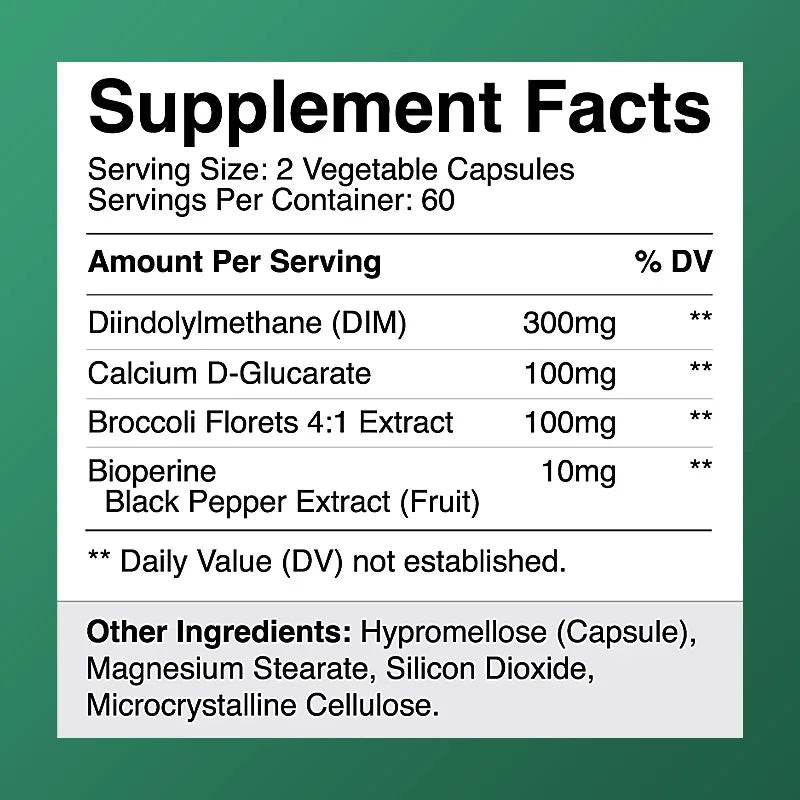 DIM Complex, Black Pepper Extract, Prostate Health Support, Balances Male and Female Hormone Levels, 120 Capsules