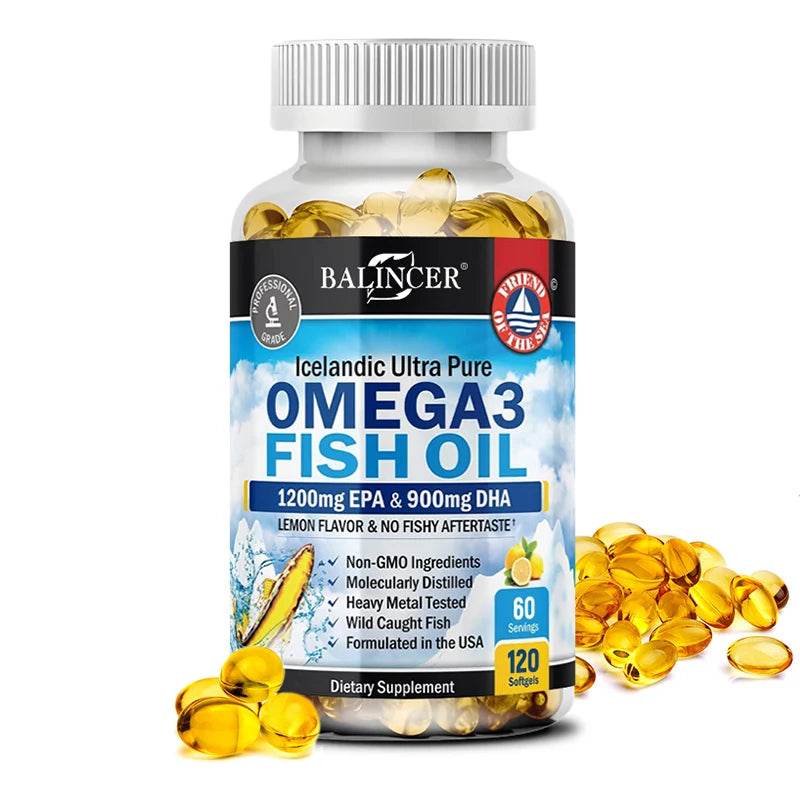 Fish Oil Omega 3 Contains EPA 1200mg & DHA 900mg - for Joints, Eyes, Cognitive Supplement, Non-GMO, Gluten Free United States 120 count