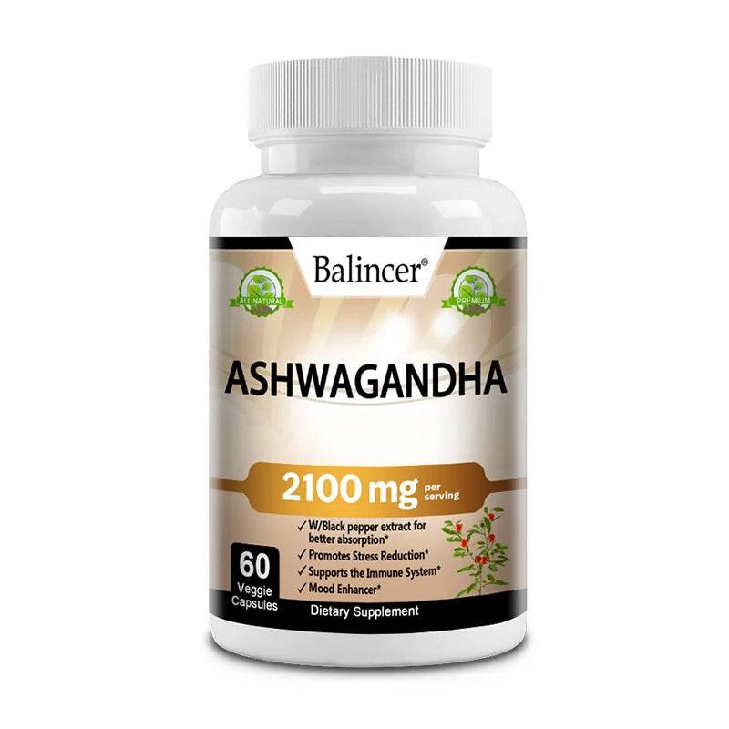 Organic Ashwagandha 2,100 Mg - Stress Relief, Mood Improvement, Immune and Thyroid Support United States 60count