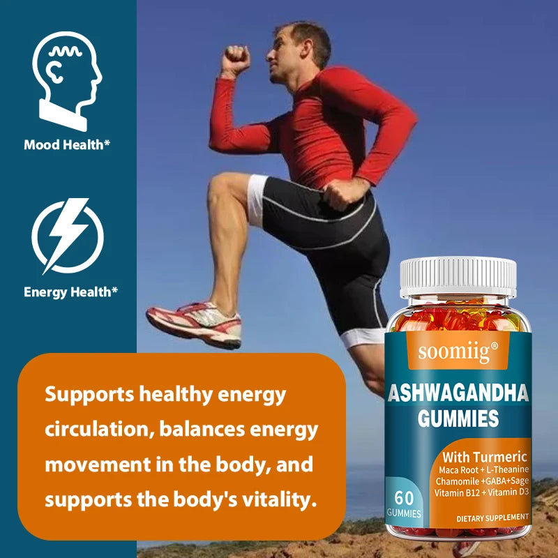 Ashwagandha Supplement - with Turmeric, Vitamins - Balances Mood, Energy, Promotes Calmness & Relaxation - 60 Capsules