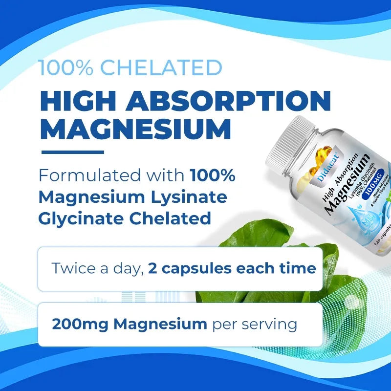 High Absorption Magnesium Complex Capsule - Bone,Muscle Heart Health Supplement,Sleep Support,Relaxation,Stress & Anxiety Relief