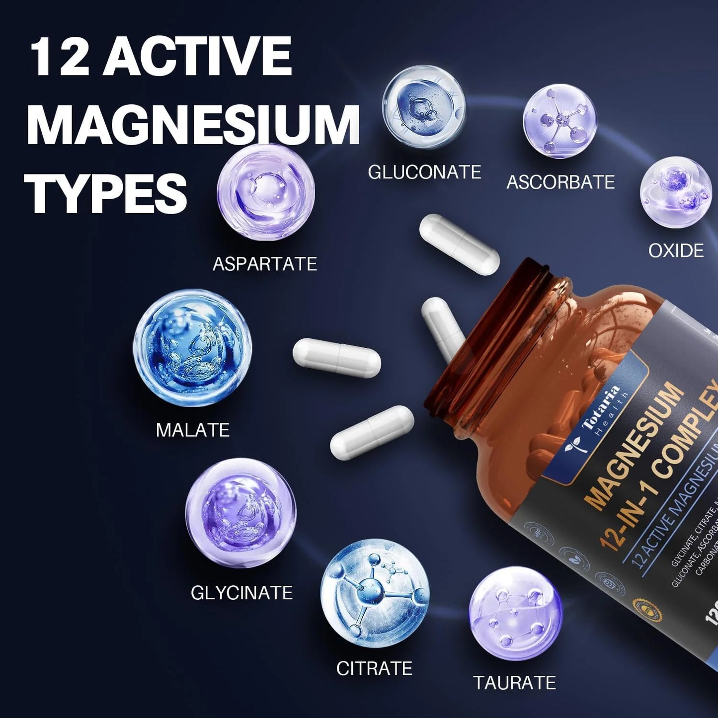 Magnesium Complex 700mg 12 in 1 Magnesium Supplement with Glycinate Citrate Malate Oxide Taurate Aspartate Orotate Magnesium