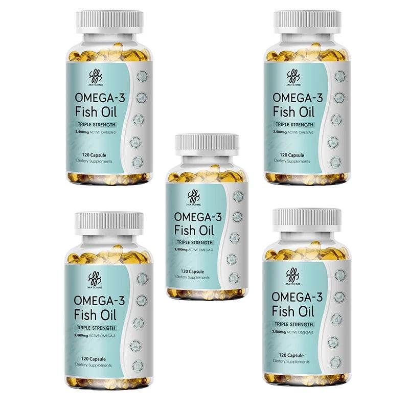 3600mg Triple Strength Omega 3 Fish Oil Supplement Rich EPA & DHA, Omega 3 Supplements for Heart, Brain & Immune Support 5 bottles 120pcs United States