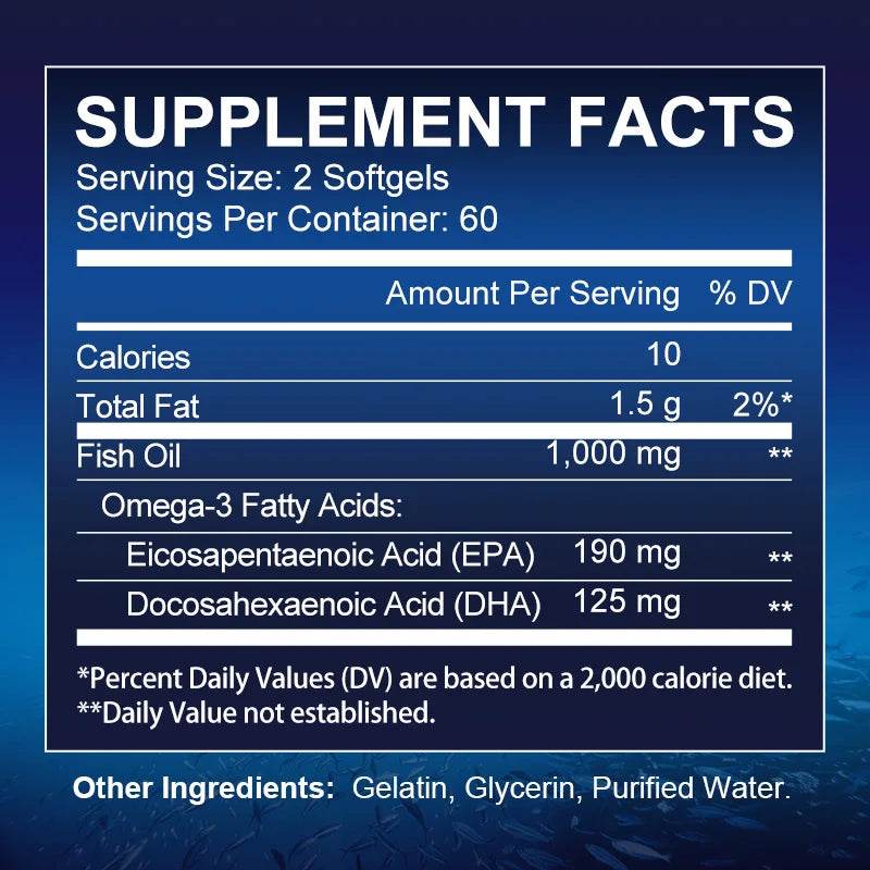Alliwise Omega 3 Fish Oil Capsules Helps Brain & Cardiovascular System, Relief Eye Fatigue, Improve Cognitive & Learning Ability
