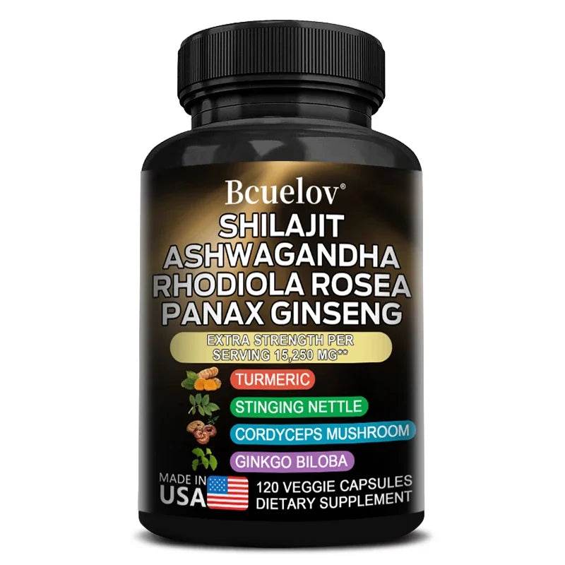 Shilajit Pure Himalayan with Ashwagandha, Rhodiola, Ginseng, Men & Women Supplement - Brain, Energy, Joints, Immunity United States 120count