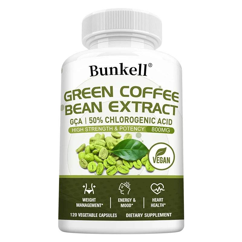 Green Coffee Bean Extract - Fat Burning, Metabolism, Brain Health, Heart and Weight Management, 120 Capsules United States 120count