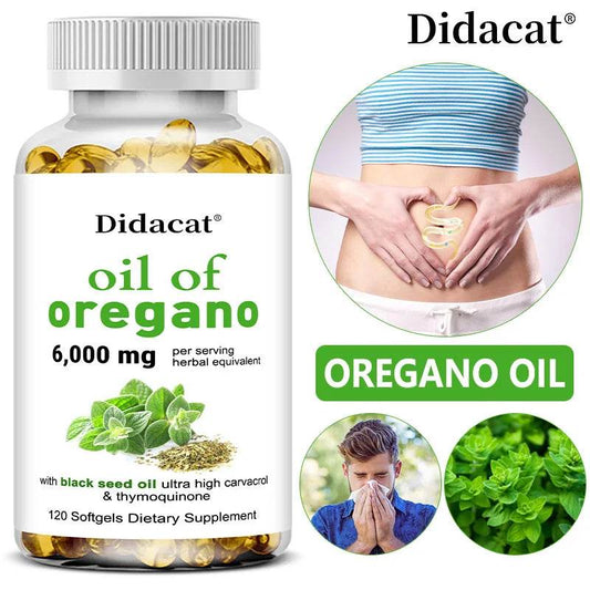 Oregano Oil 6000mg Softgels with Black Seed Oil Strength For Gut Health, Digestive Health, Immune Support United States 120 count