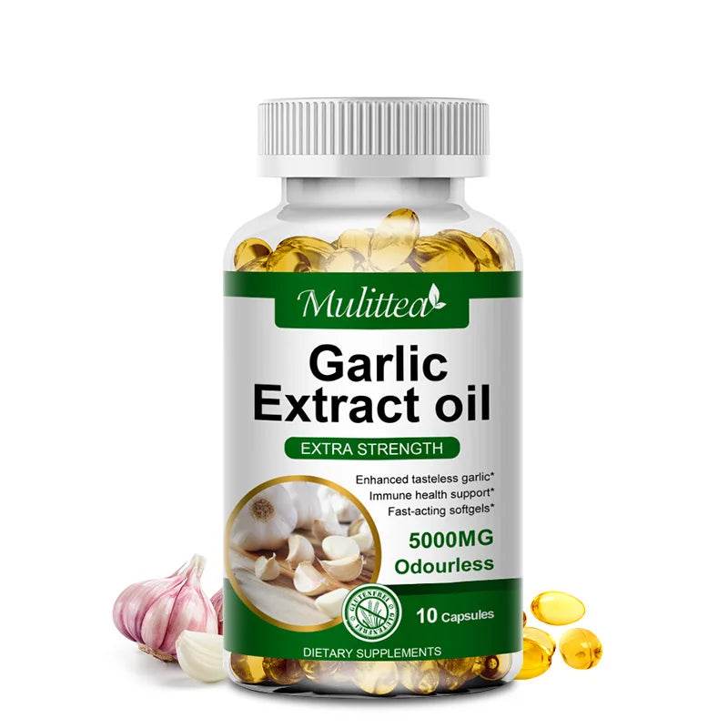 Mulittea Tasteless Garlic Oil Extract Capsules Helps Enhance immunity Cellular Detox for Men and Women 1bottles United States