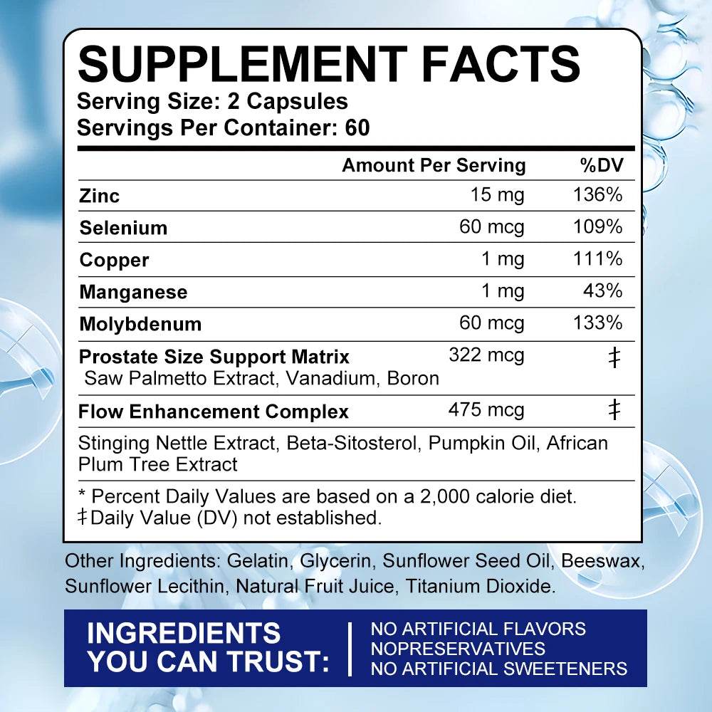 Prostate Advanced, Saw Palmetto Sitosterol Capsules for Men's Prostate Health, Hair Growth, Men's Health, Urinary Tract Health