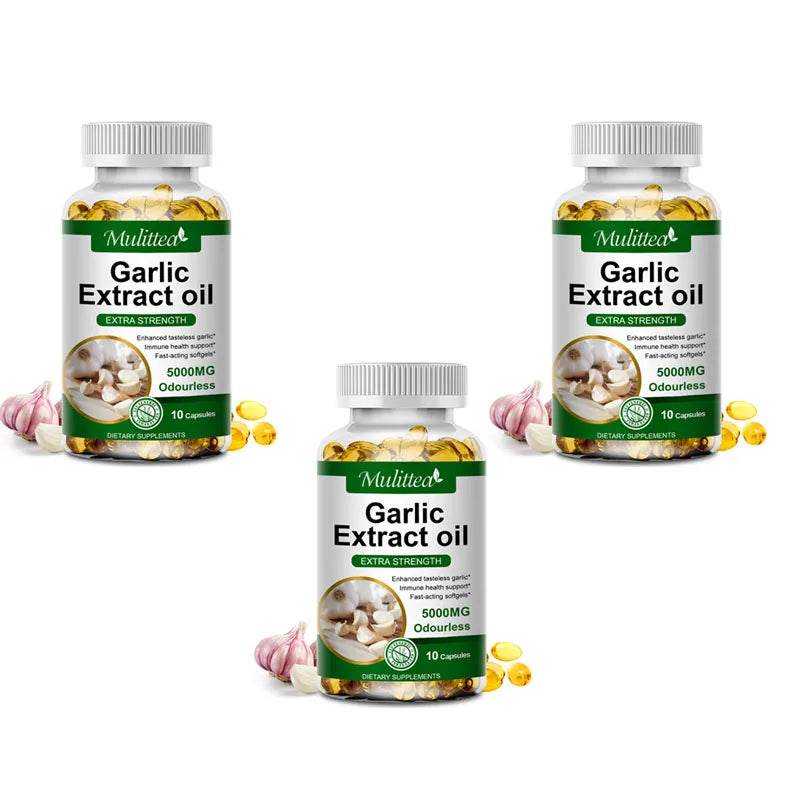 Mulittea Tasteless Garlic Oil Extract Capsules Helps Enhance immunity Cellular Detox for Men and Women 3bottles United States