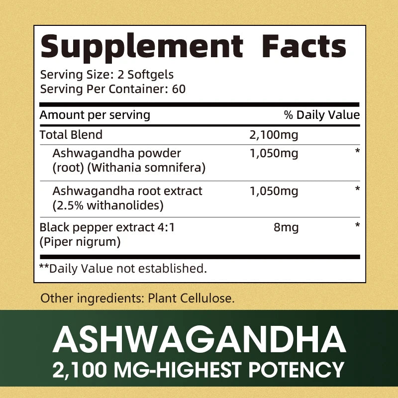 Organic Ashwagandha, Herbal Supplement for Stress Relief, Energy Support, Occasional Sleeplessness, Non-GMO, Vegan, Gluten Free