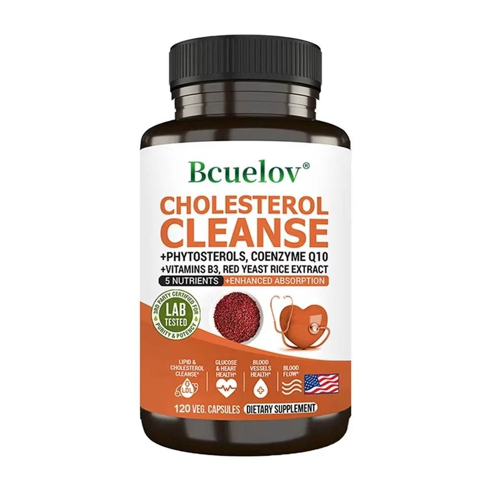 Niacinamide, Red Yeast Rice, Black Pepper Extract, Cholesterol Cleanser - Helps Lower Cholesterol Levels, 120 Capsules United States 120coumt