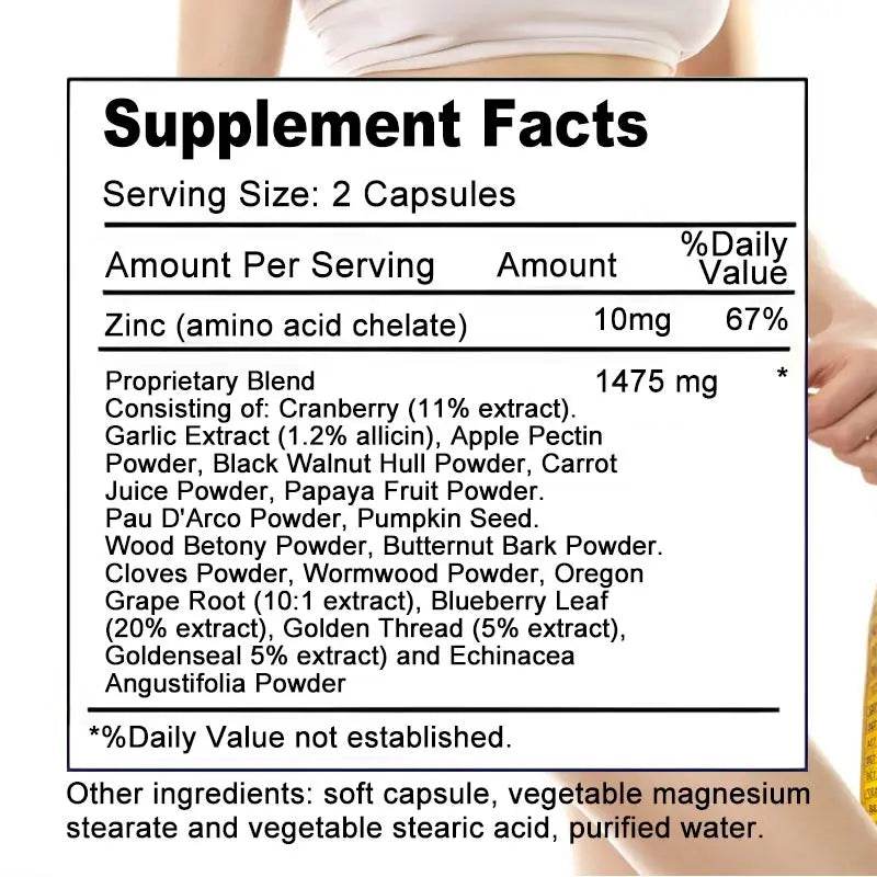 Parasite Detox Gut Health Supplement Supports Digestion and Detoxification Reduces Bloating Boosts Immunity 120 Capsules