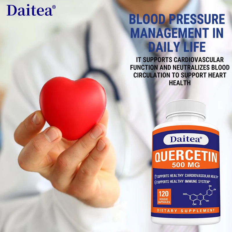 Quercetin 500mg Capsules -Supports Immune,Cardiovascular,Respiratory Health,Antioxidant Vegetarian Supplement for Men and Women