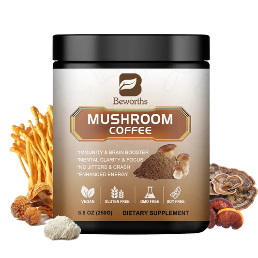 Mushroom Coffee Supplement 10 Mushroom Blend- Lion's Mane, Chaga, Cordyceps Brain Supplements for Energy, Memory and Immunity Package 1 United States