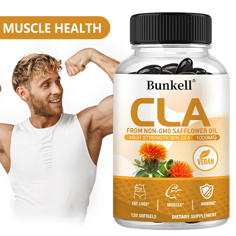 CLA 1000mg Supplement - 80% CLA 800mg - Fat Burner, Cholesterol - Energy Metabolism, Lean Muscle, Workout