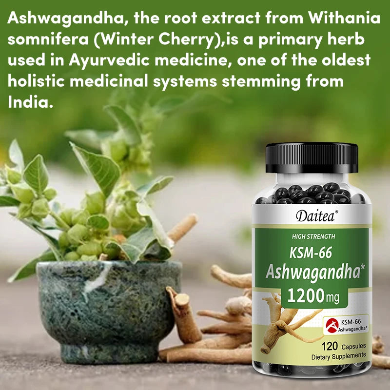 Ashwagandha 1200 mg - Stress Relief Formula, Supports Energy & Focus, 120 Veggie Capsules