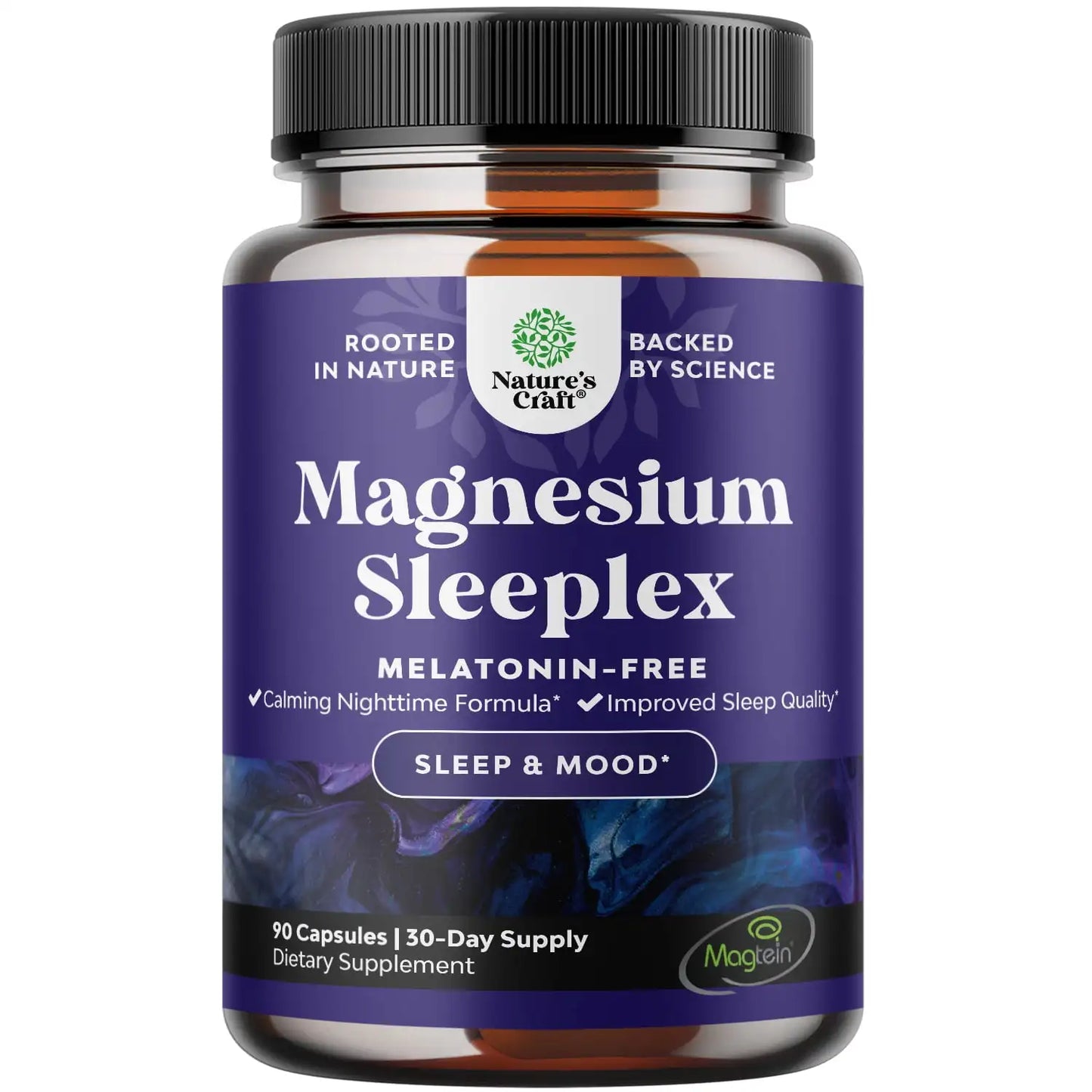 High Absorption Magnesium Sleep Supplement - Magnesium L-Threonate, Apigenin, L-Theanine & Lemon Balm Extract, 90 Capsules United States 90count