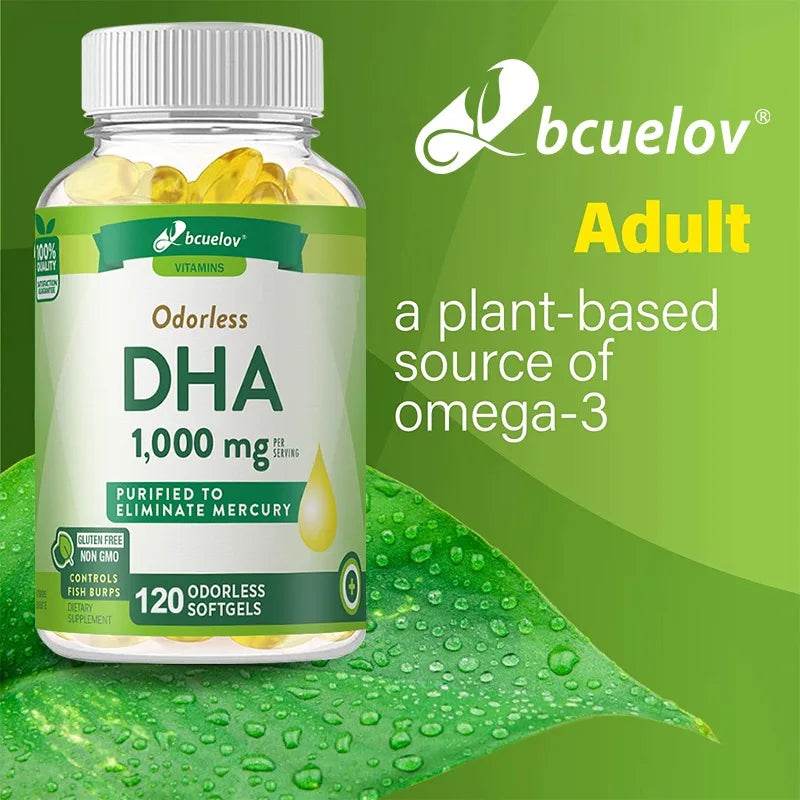 DHA Supplement, Fish Oil Omega-3 1240 mg, Supports Brain Health, Improves Focus, Mercury Free, 120 Capsules
