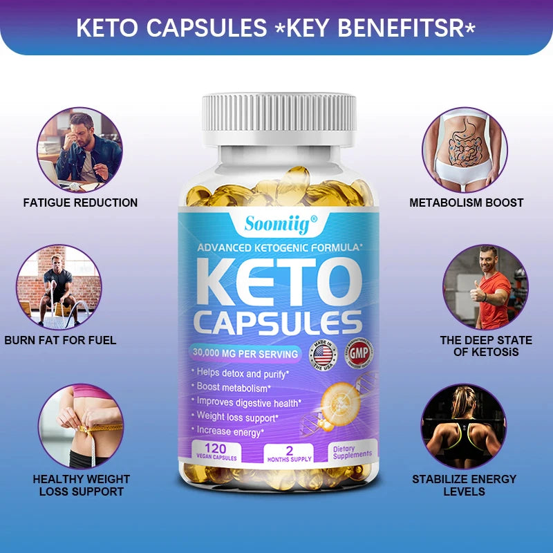 Keto Fat Burning Supplement - Appetite Suppressant, Energy Boost, Nutrition, Digestion, Metabolic Support 120 Capsules