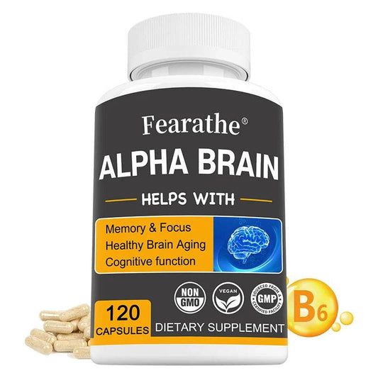 Fearathe Alpha Brain Supplement - Memory, Mental Clarity and Cognition with Vitamin B6, Focus Capsules, Non-GMO
