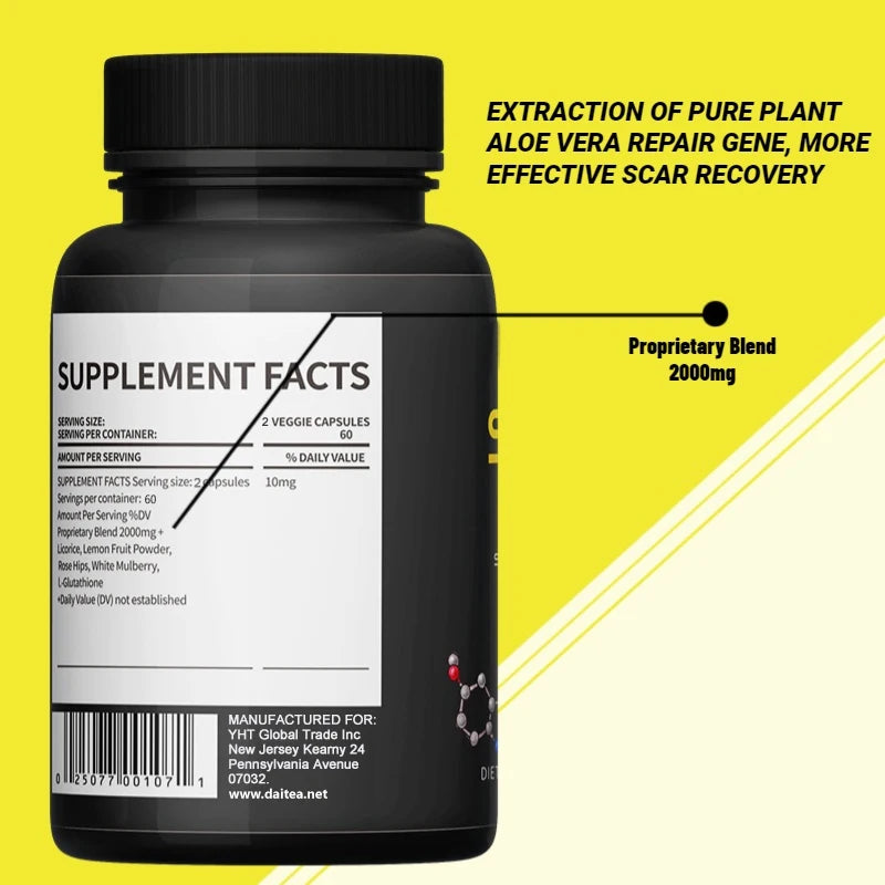 Glutathione Whitening Supplement, Contains Multivitamins, Helps To Lighten Melasma and Acne Scars, Antioxidant