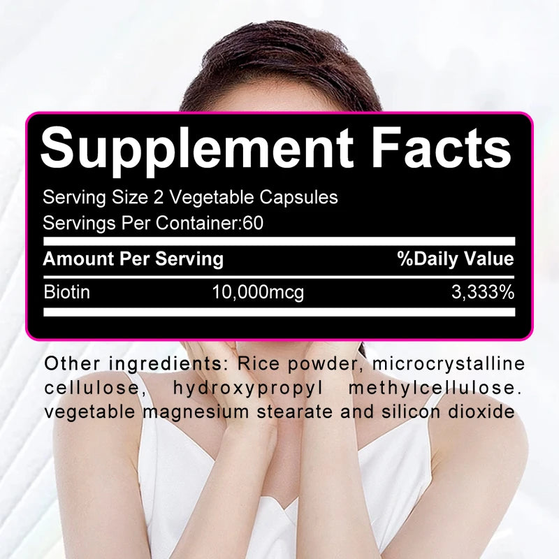 Biotin 10,000 Mcg - Vitamin Supplement To Support Energy Metabolism and Healthy Hair, Skin and Nails