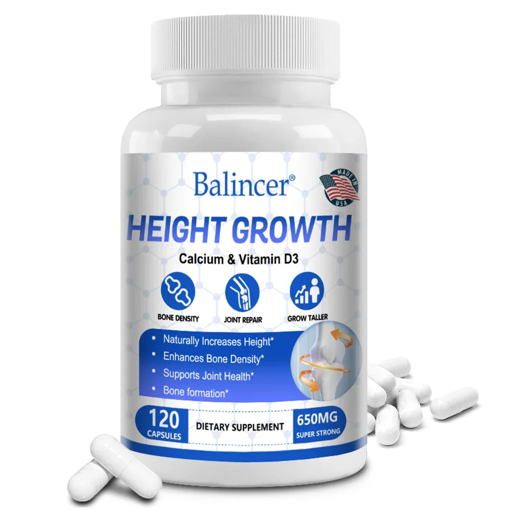 Bone Growth - Growth Supplement for Adults and Children - Grow Taller, Increase Bone Density, Reduce Bone Loss, Osteoporosis 120count United States