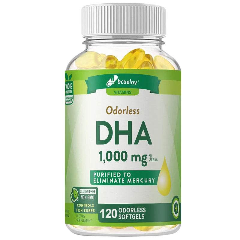 DHA Supplement, Fish Oil Omega-3 1240 mg, Supports Brain Health, Improves Focus, Mercury Free, 120 Capsules United States 120coumt