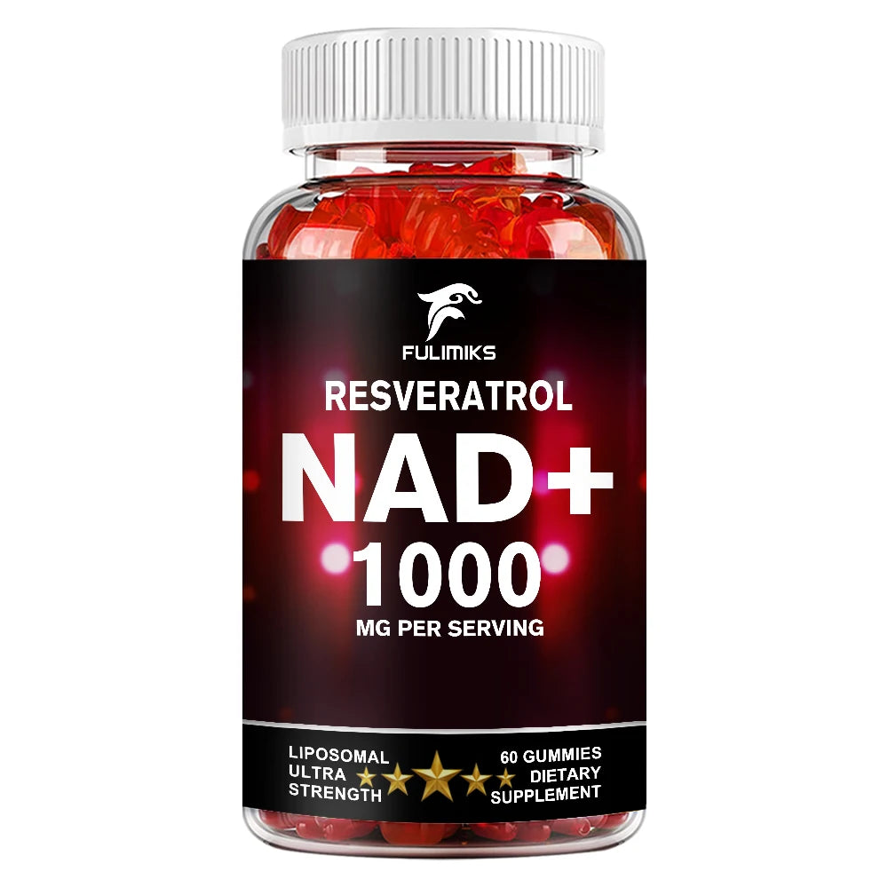 NAD+ Resveratrol Supplement Gummies - High Absorption, Energy Supplement, Daily Energy & Skin Support - 60 Gummies 1 Bottles United States