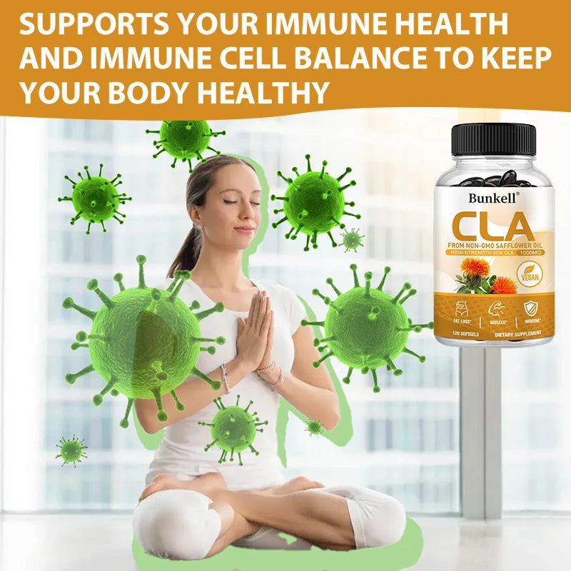 CLA 1000mg Supplement - 80% CLA 800mg - Fat Burner, Cholesterol - Energy Metabolism, Lean Muscle, Workout