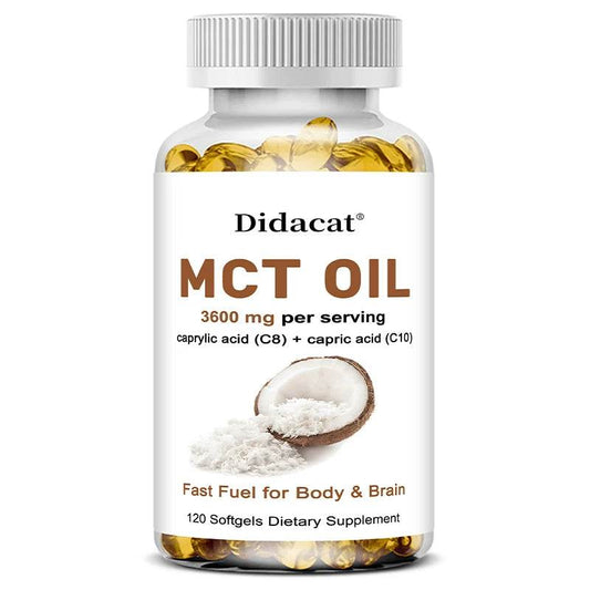 MCT Oil 3600 mg C8 C10 Capsules Ketogenic Fuel Focus, Promote Brain and Body Health, Non-GMO Coconut 120 count United States