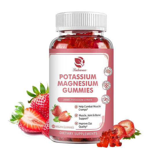 LUKAREE 200mg Potassium Magnesium Gummies Magnesium Potassium Supplements for Sleep, Relaxation, Sedation, Muscle Support 60pcs
