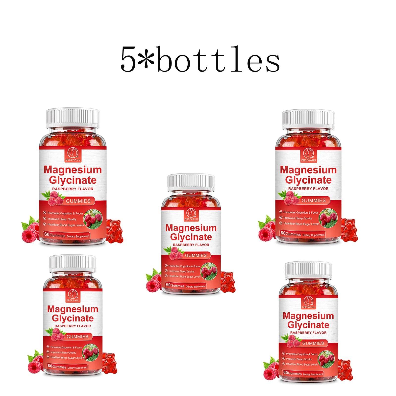 Magnesium Glycinate Gummies - Sugar Free Magnesium Potassium Supplement for Calm Support & Sleep for Adults 5 bottles United States