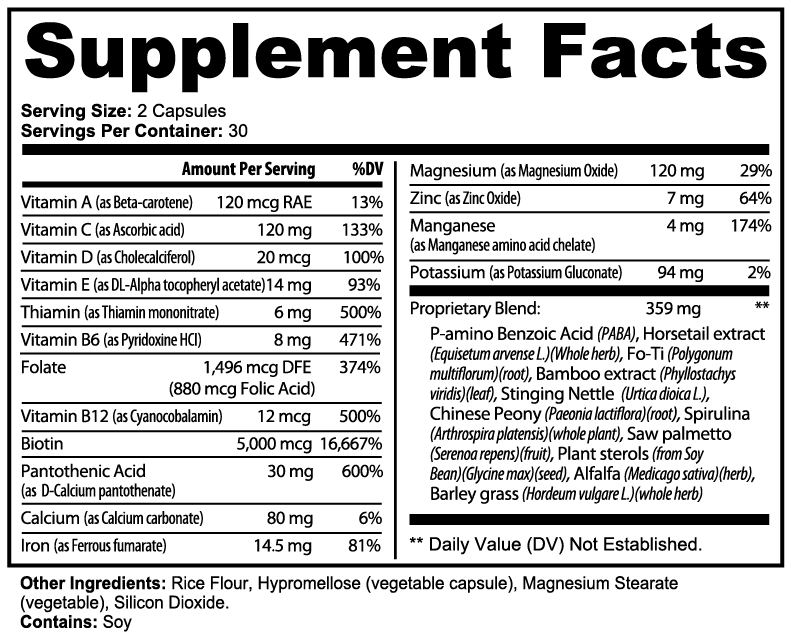 Beauty Glow Complex | Biotin 5000mcg Collagen Silica Horsetail Bamboo | Hair Skin and Nails Support | 60 Capsules