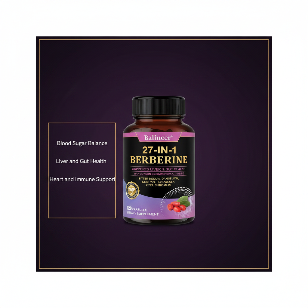 ROKSY 27-in-1 Berberine Dietary Supplement in 180 Capsules for Blood Sugar Balance and Immune Support