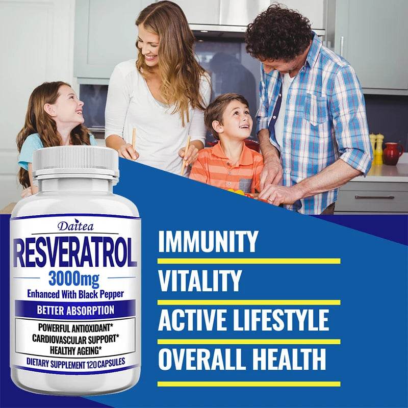 Natural Resveratrol Antioxidant – Boosts Energy, Skin, Brain & Immune Health