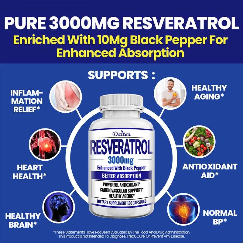 Natural Resveratrol Antioxidant – Boosts Energy, Skin, Brain & Immune Health