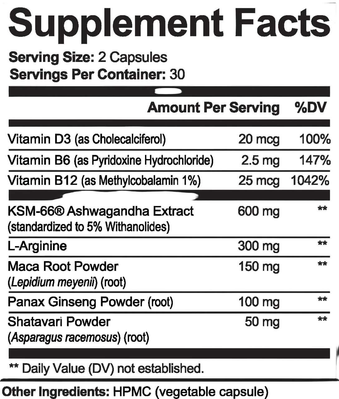 Roksy Ashwagandha Withania 600mg extract capsules in a 30-count bottle for stress relief and cognitive support