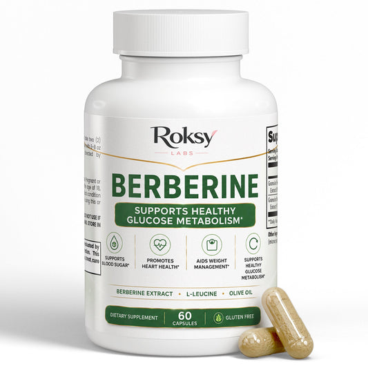 Roksy Berberine supplement 60 capsules supports healthy glucose metabolism and aids weight management