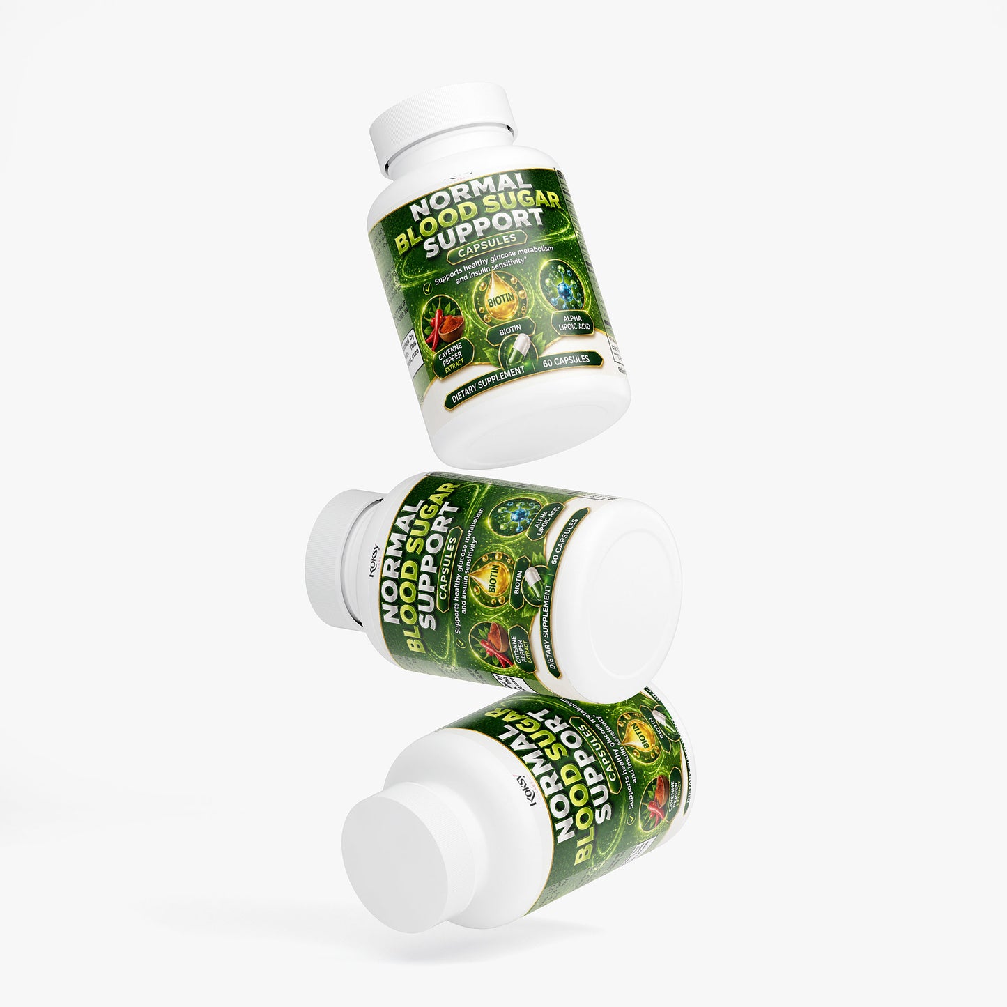 Roksy Normal Blood Sugar Support Supplement Bottles for Healthy Blood Glucose Sugar Level Management
