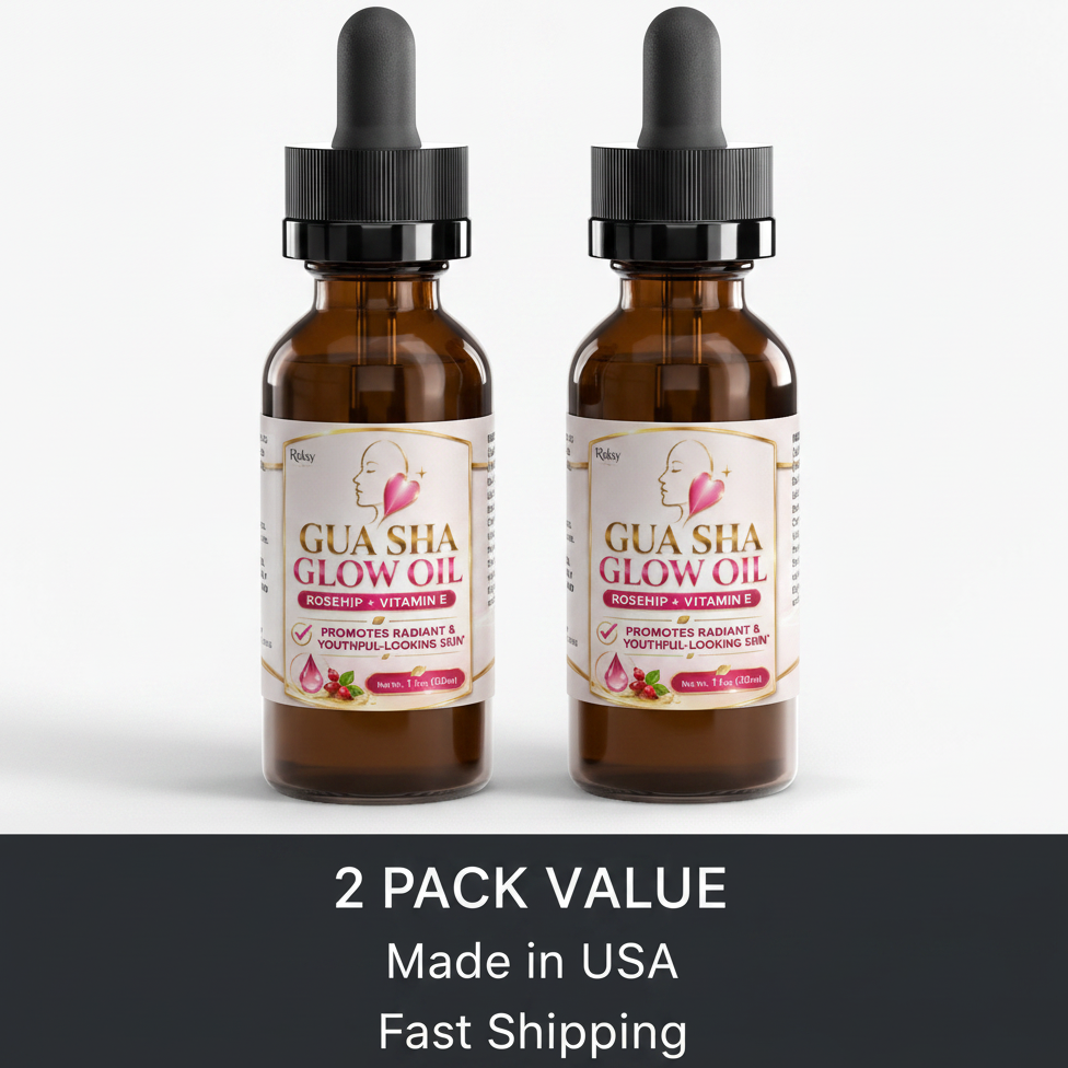 Roksy Gua Sha Glow Oil with Rosehip and Vitamin E, 2 pack for facial oils for gua sha