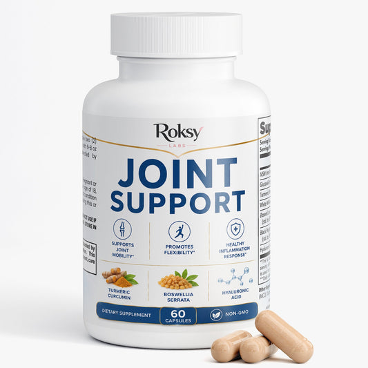 Roksy Joint Support glucosamine capsules 60 count for enhancing mobility and promoting flexibility